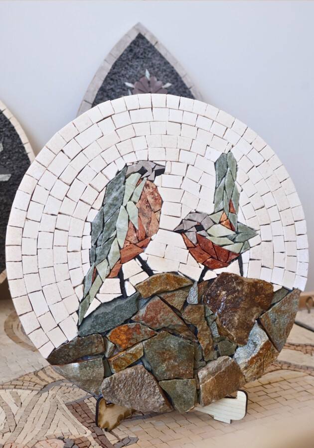 Kuşlu Masa Süsü 25 çapında - soteria kadın kooperatifi - Soteria Kadın Kooperatifi